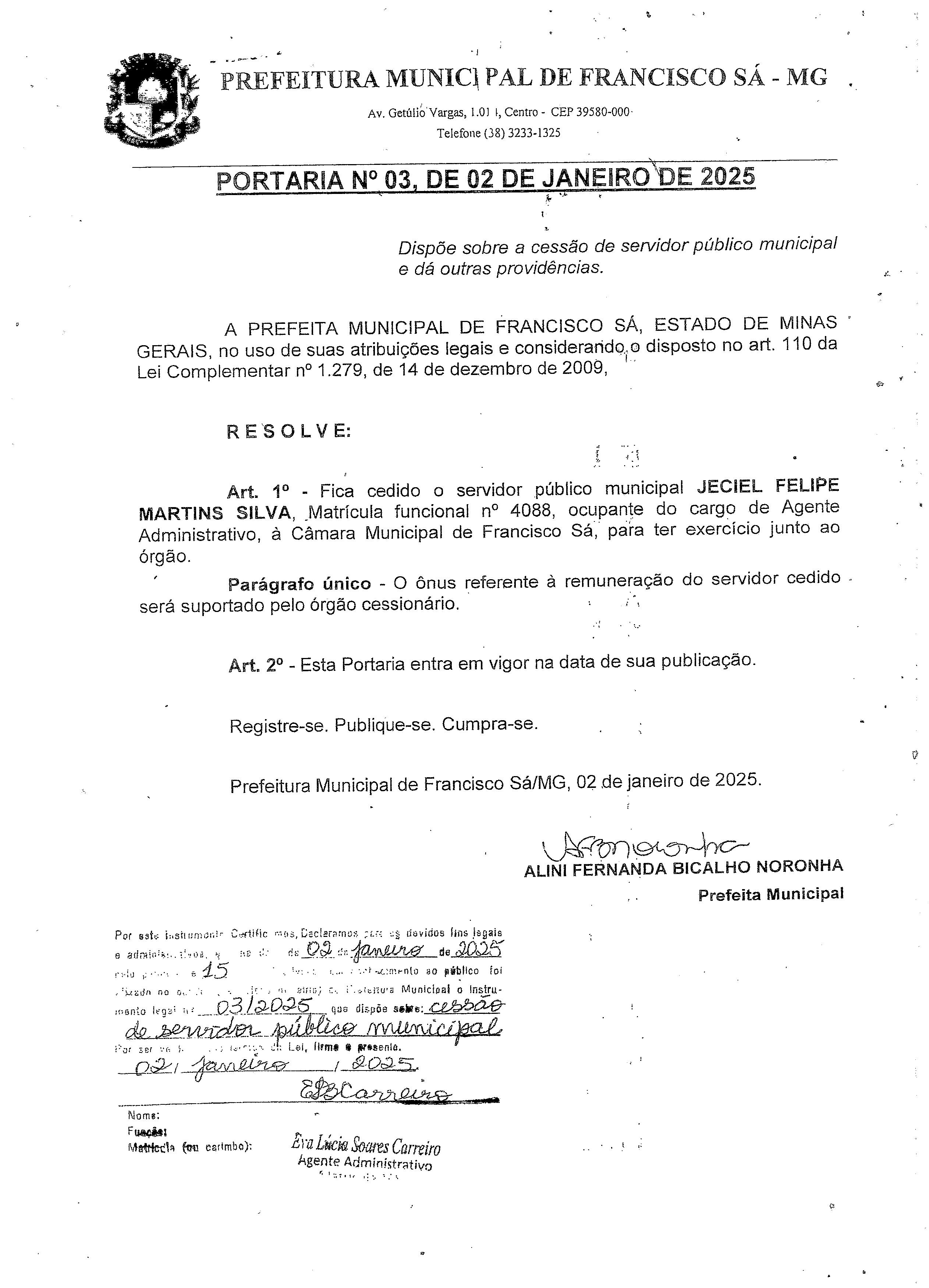 Portaria nº 003/2025 (Do Poder Executivo)