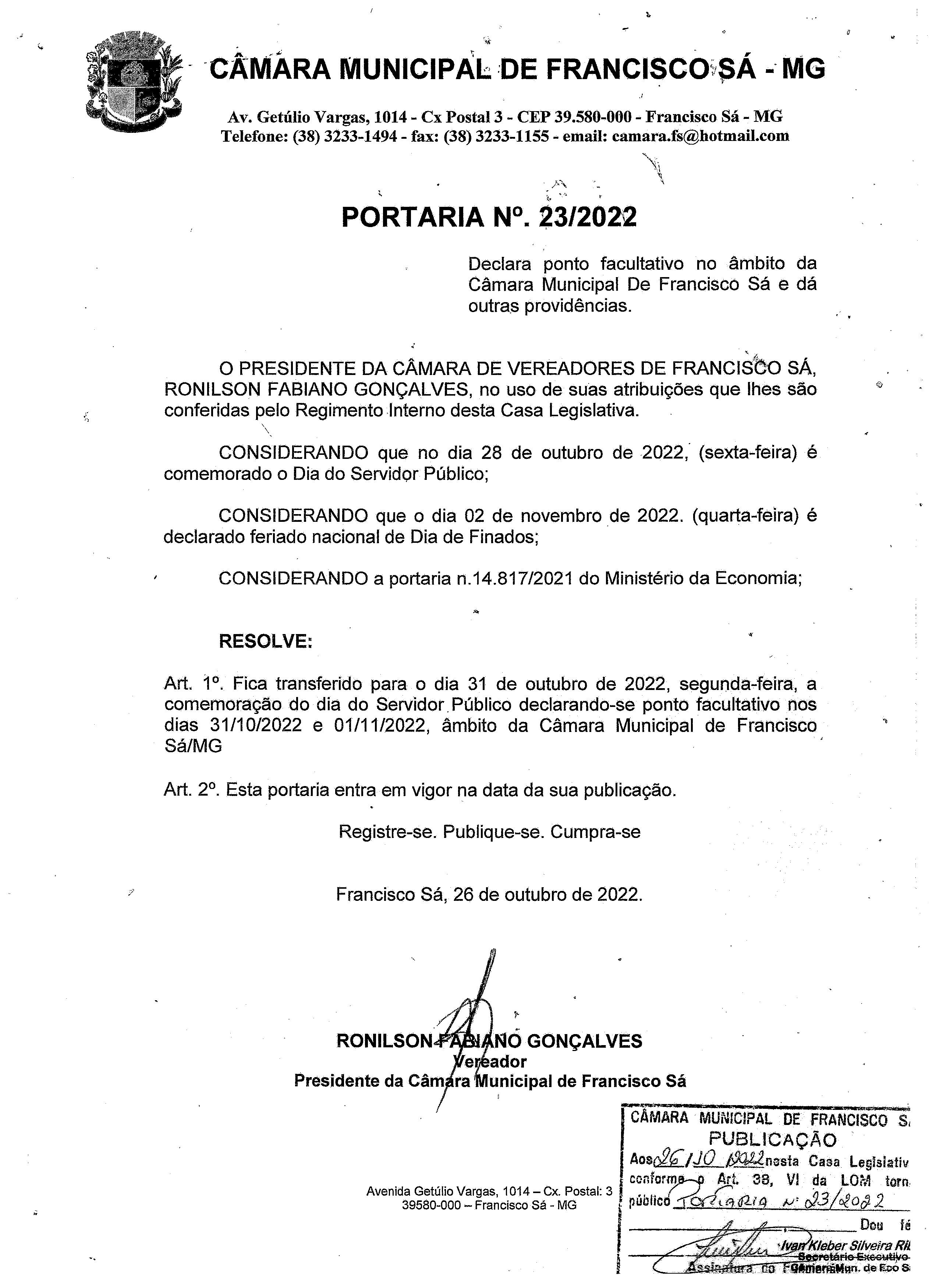 Portaria nº 023/2022