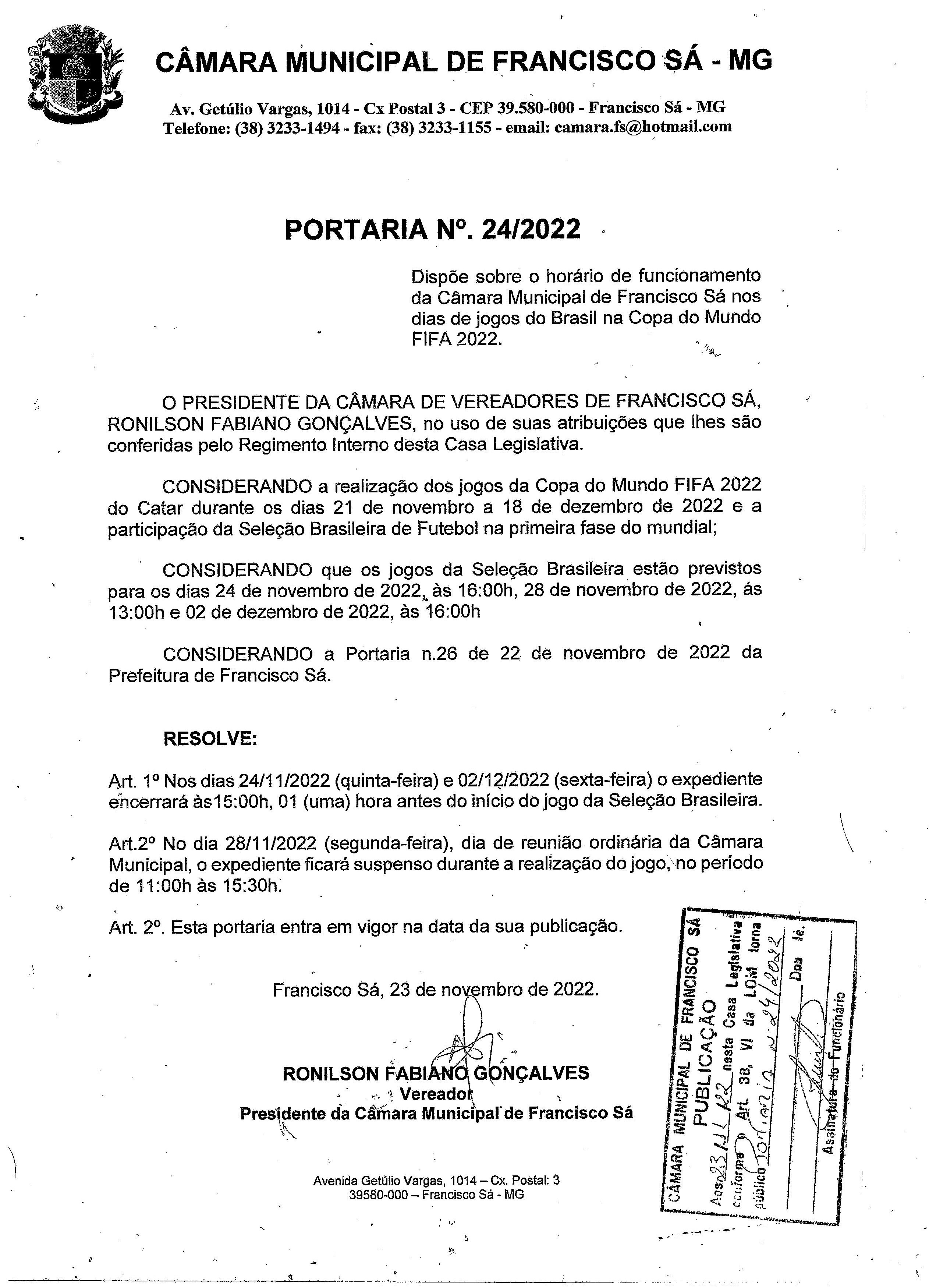 Portaria nº 024/2022