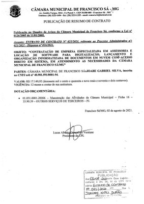 Extrato CTR N.º 025/2021 (PL 021/2021 Disp. 016/2021 - Digitalização de documentos)