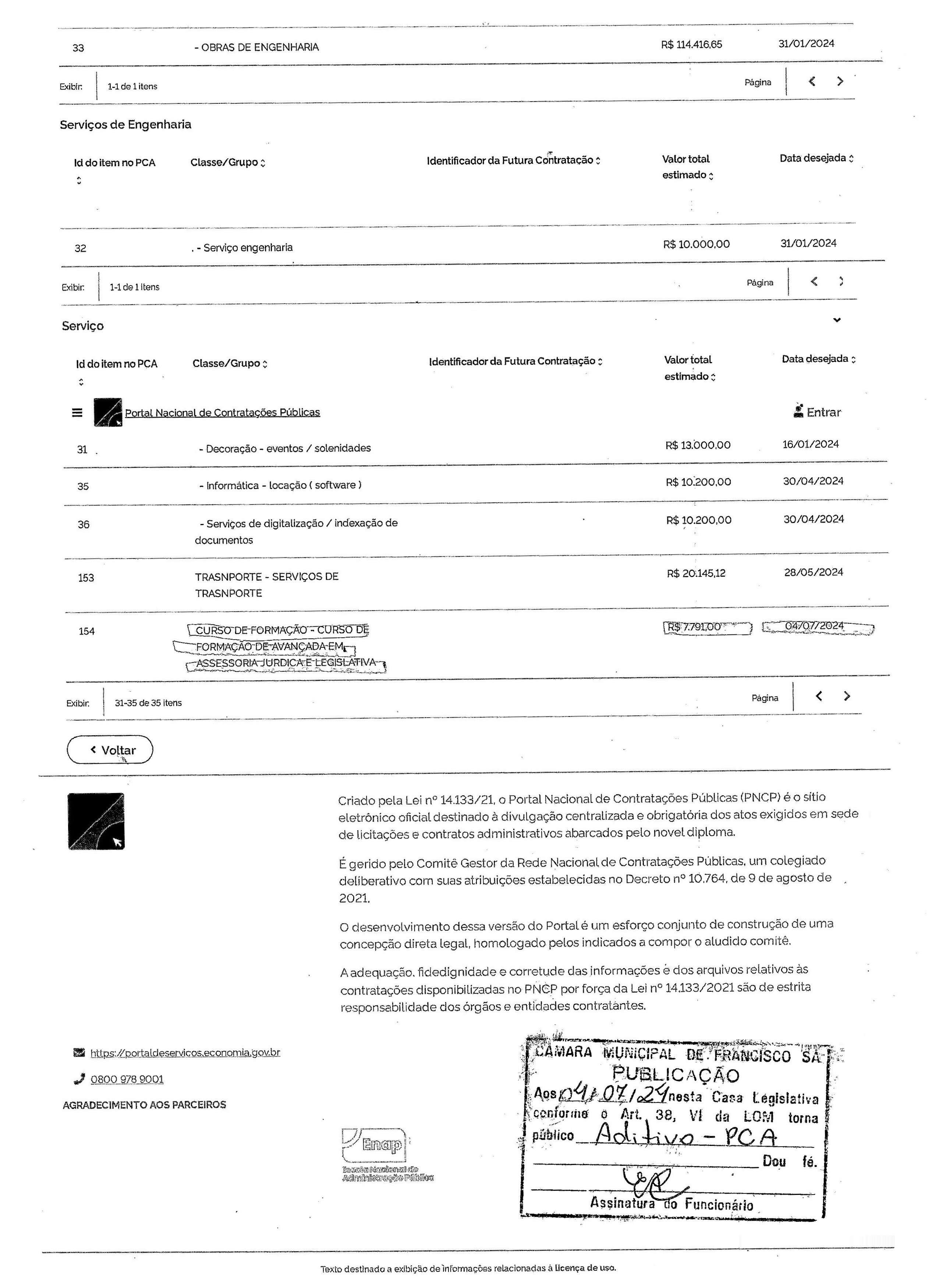 Extrato ADT N.º 002 PCA N.º 001/2024 - Plano de Contratações Anual